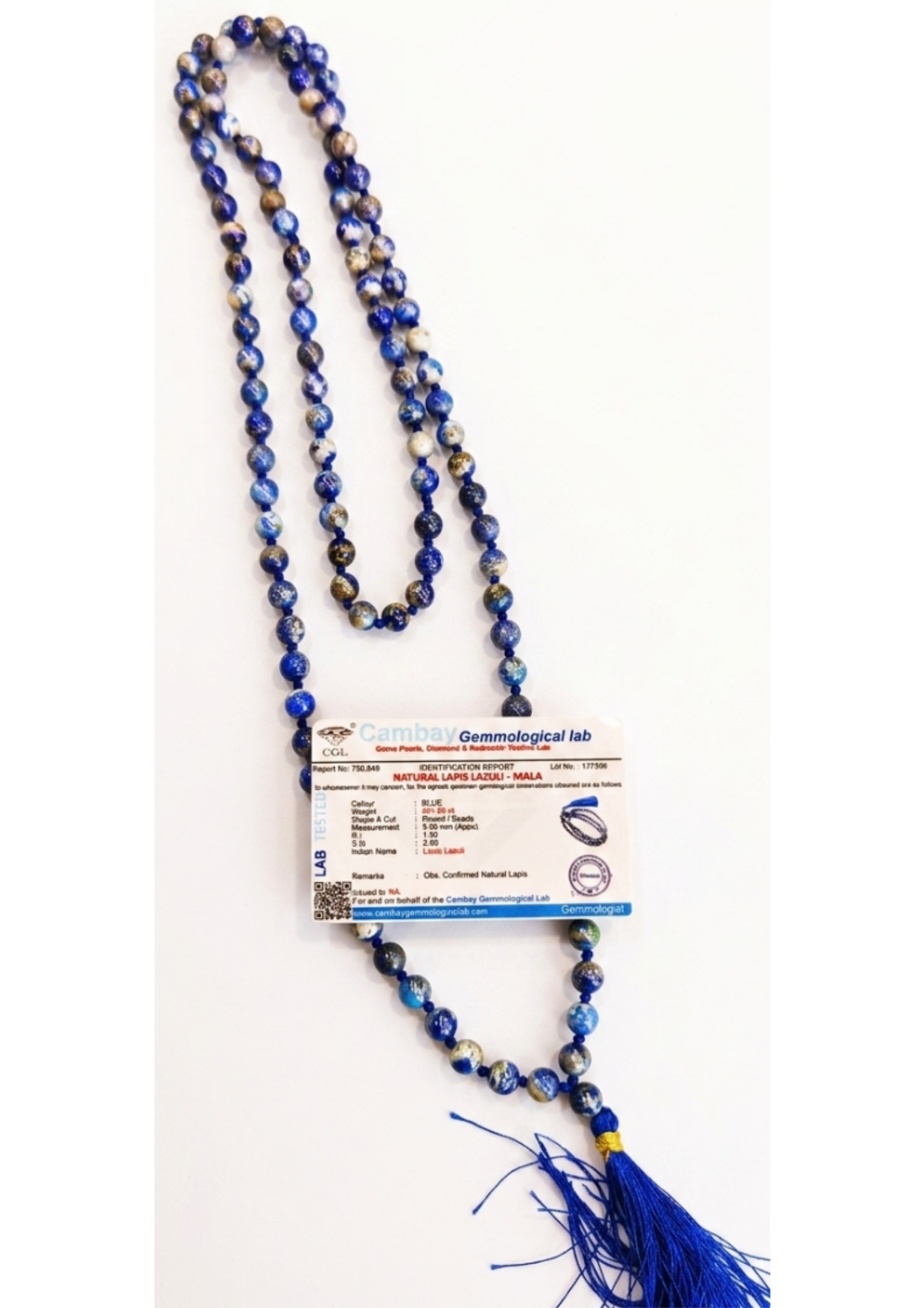 Certified Natural Lapis Lazuli Mala - Wisdom & Truth