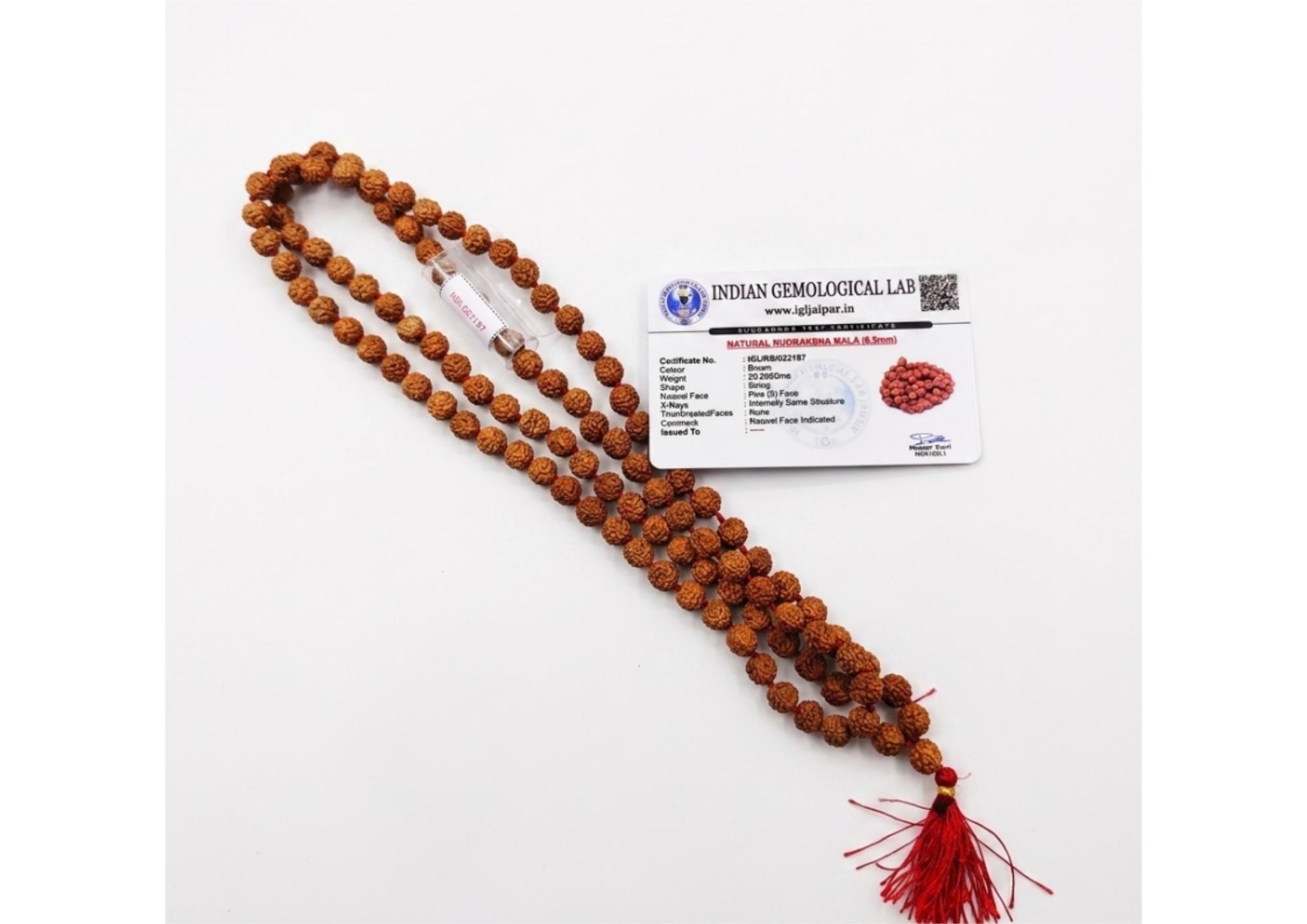 Natural 6.5mm Small Bead Rudraksha Mala for Japa & Meditation
