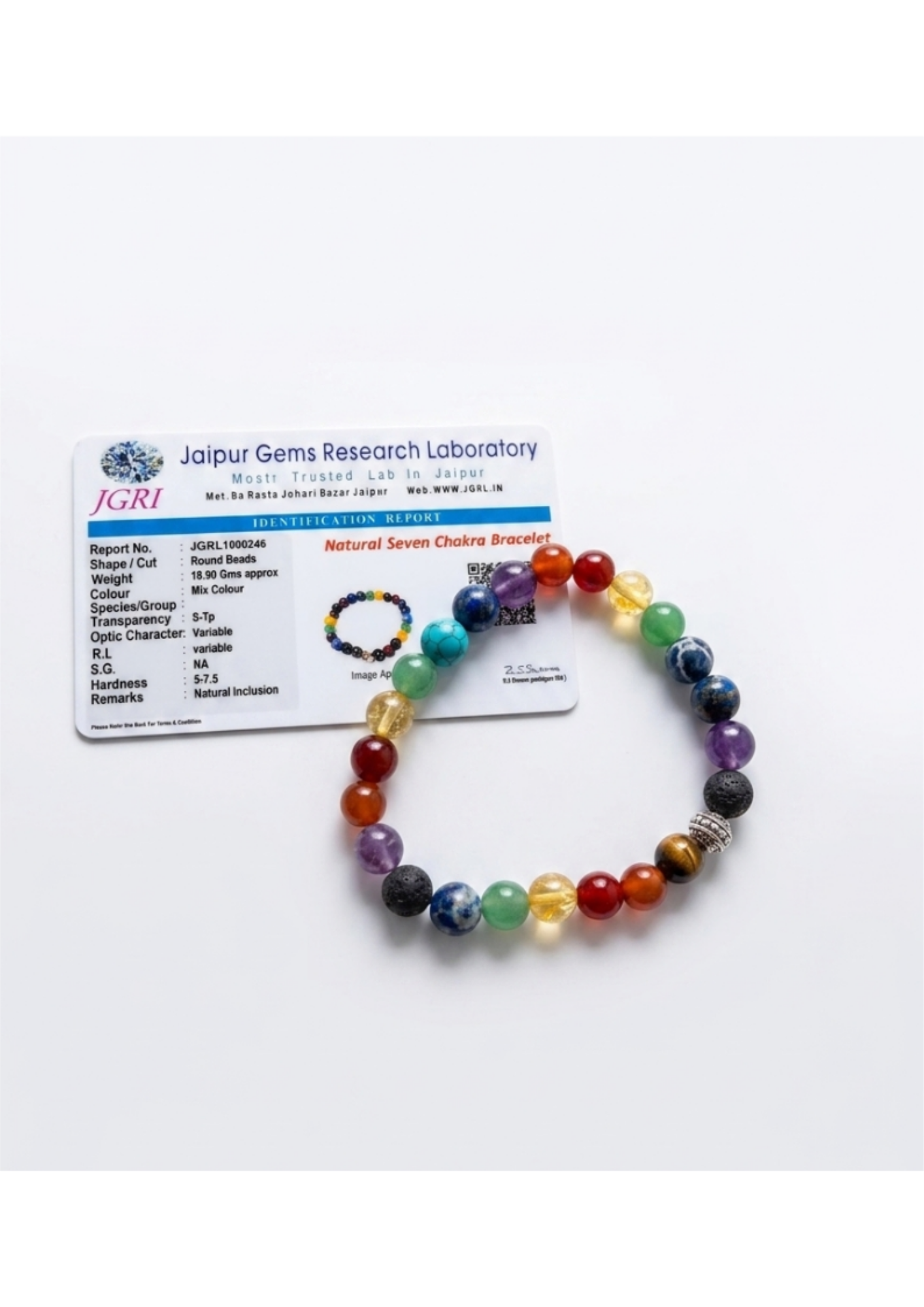 Natural 7 Chakra Lava Stone Bracelet - Emotional Balance & Grounding