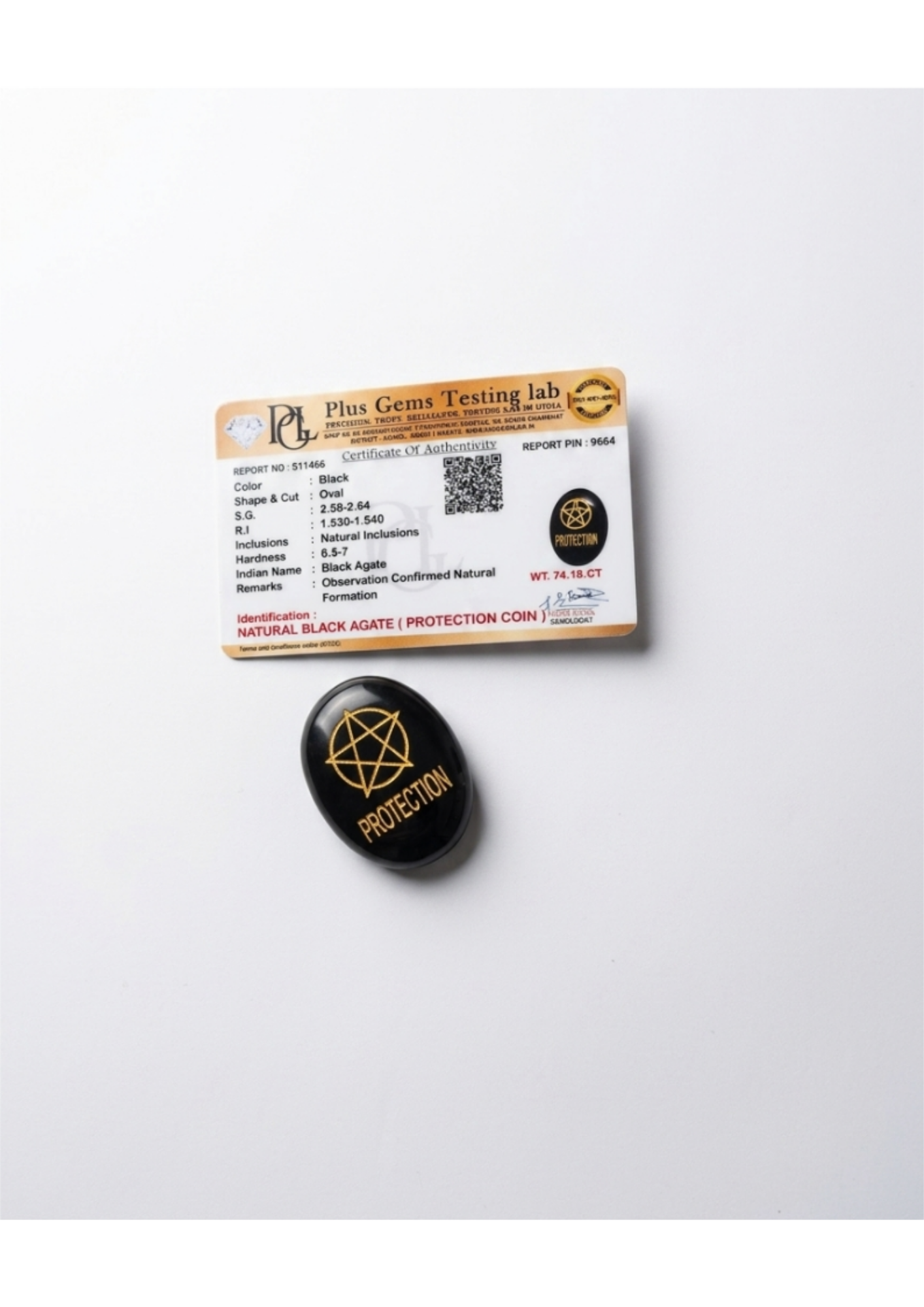 Natural Black Agate Protection Coin (Engraved) - Ward Off Negativity