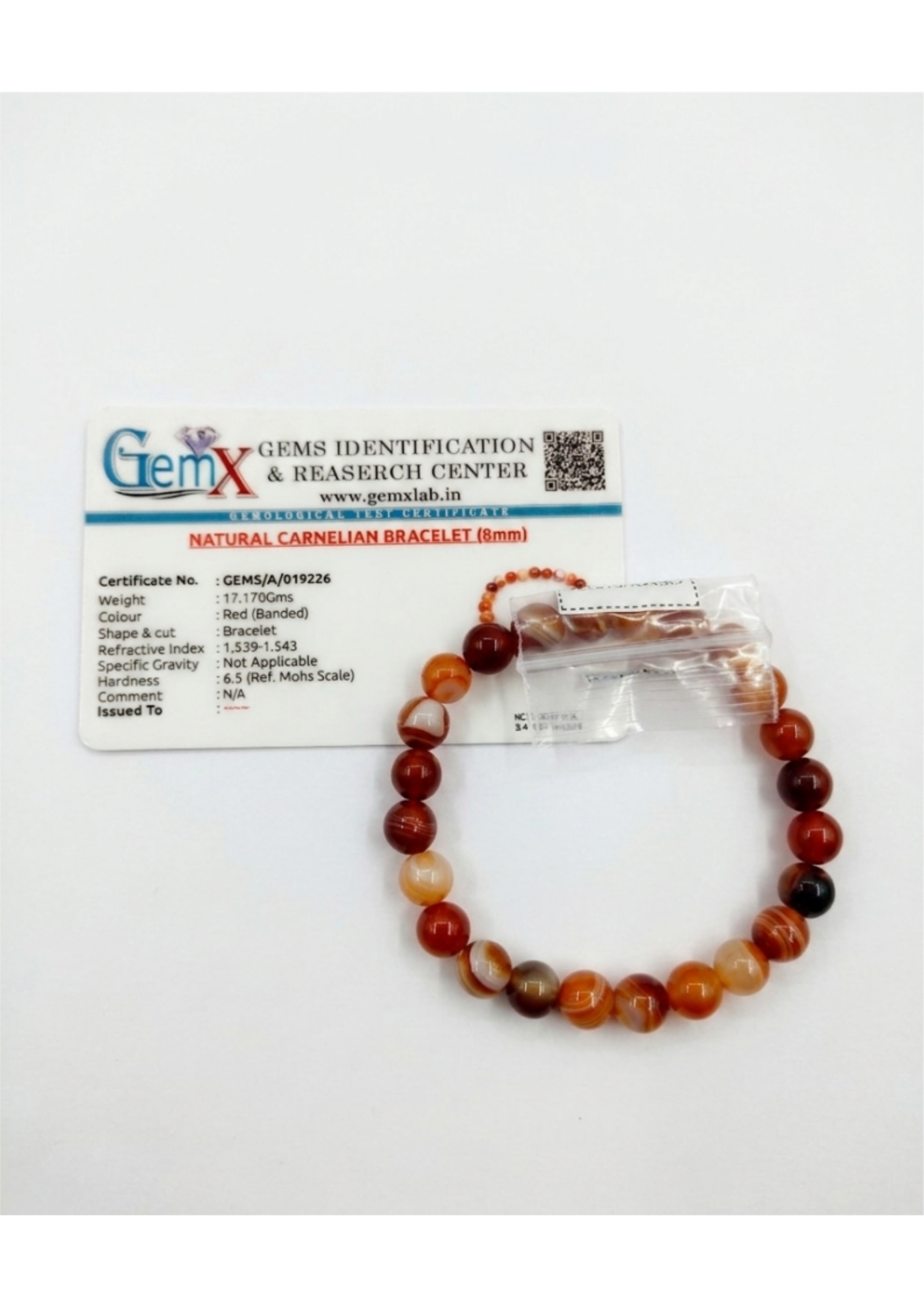 Natural Red Carnelian Bracelet - Motivation & Vitality (8mm)