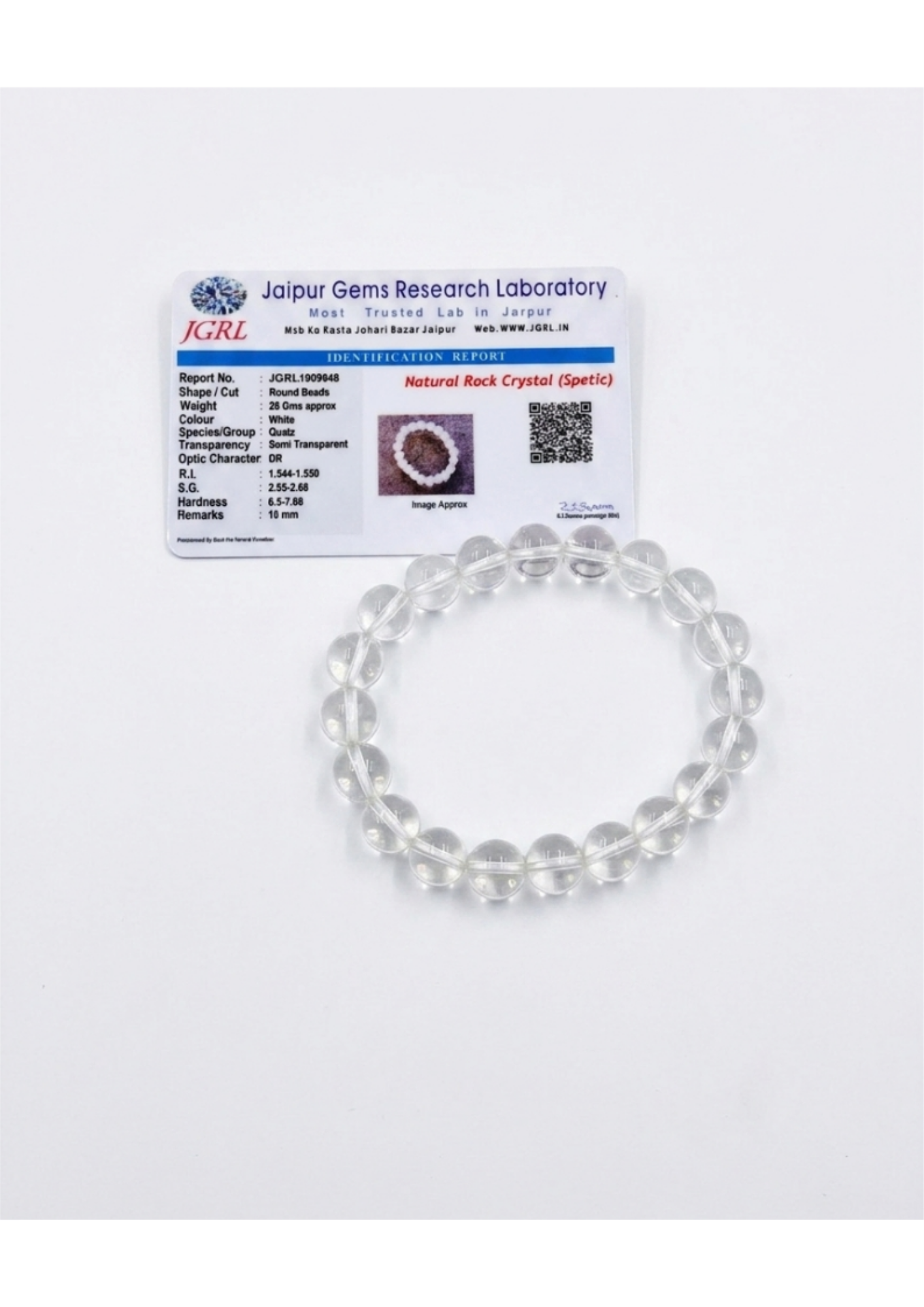 Premium Sphatik (Clear Quartz) Bracelet (10mm) - Healing & Energy